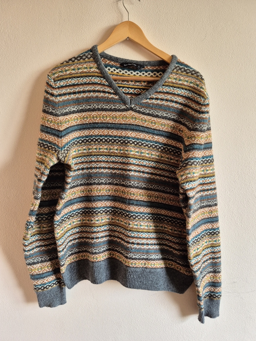 Fair Isle Wool Blend Sweater By Cedar Wood States Men's Large